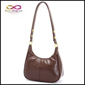 Small Hobo Shoulder Bag Vegan Leather Adjustable Strap Zipper Closure